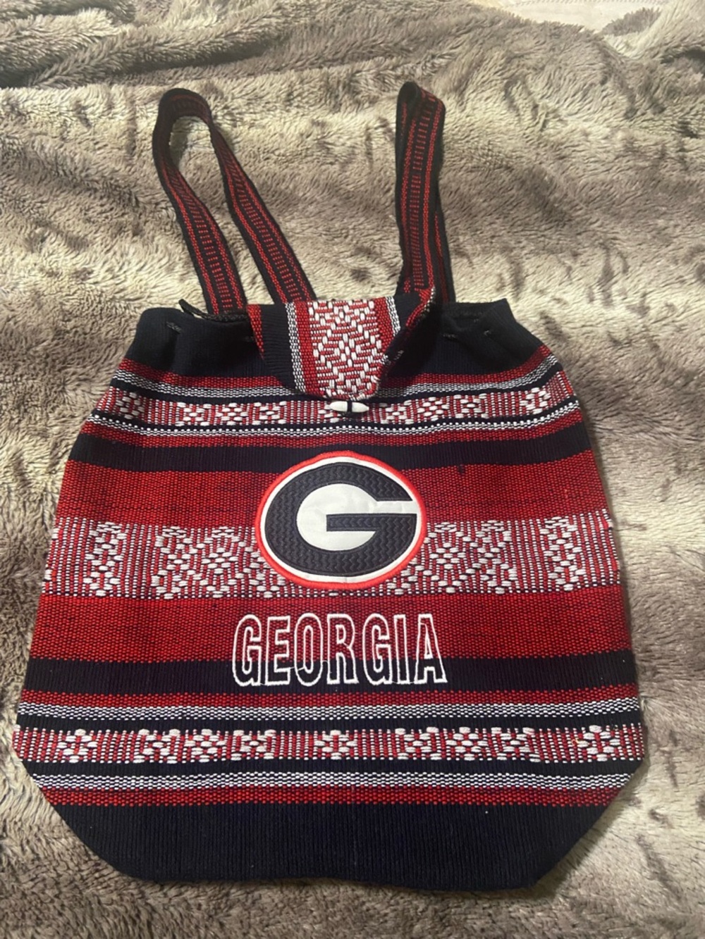 Georgia Red and Black Tote Bag - Canvas Shoulder Bag
